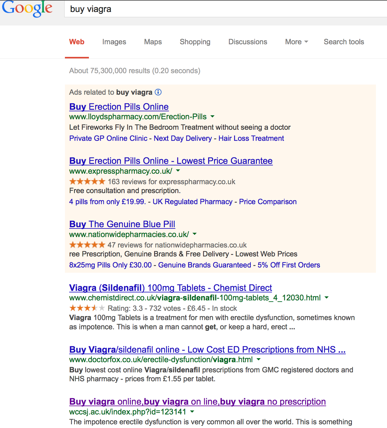 Hacked site in buy viagra SERPs